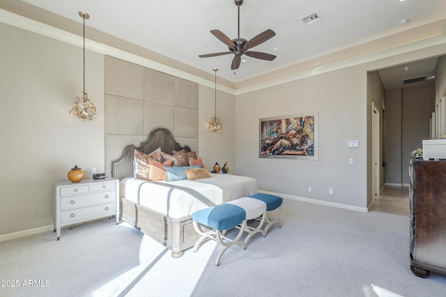8248 E Arroyo Hondo Rd, Scottsdale, AZ 85266 - bedroom with light colored carpet, baseboards, and a ceiling fan