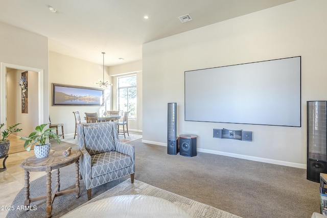 8248 E Arroyo Hondo Rd, Scottsdale, AZ 85266 - carpeted home theater room featuring baseboards and recessed lighting