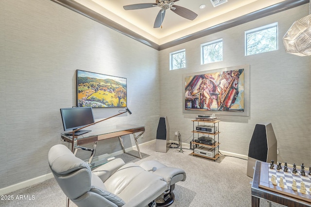8248 E Arroyo Hondo Rd, Scottsdale, AZ 85266 - carpeted office with a ceiling fan and baseboards