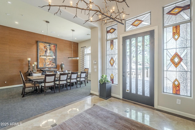 8248 E Arroyo Hondo Rd, Scottsdale, AZ 85266 - foyer with baseboards, marble tiled floors, and recessed lighting