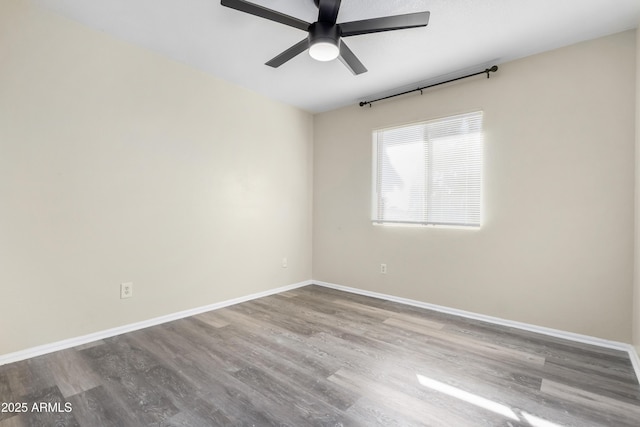 unfurnished room with ceiling fan and light hardwood / wood-style floors