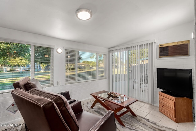 sunroom featuring a wall mounted air conditioner