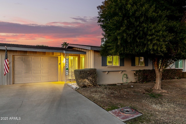 view of front of house with a garage