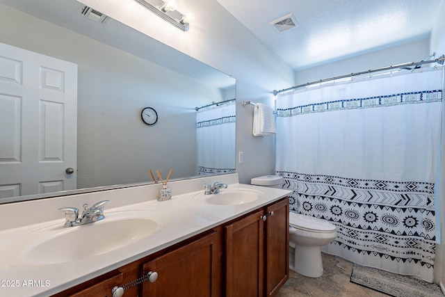 5305 E Silverbell Rd, San Tan Valley, AZ 85143 - full bath with toilet, double vanity, and a shower with shower curtain