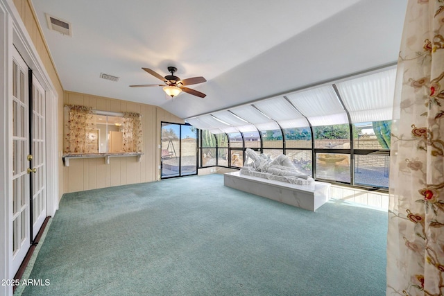 unfurnished sunroom featuring french doors and visible vents