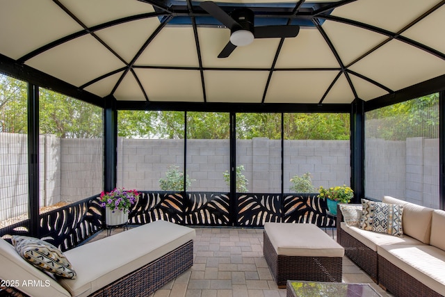 3045 N 37th Way, Phoenix, AZ 85018 - sunroom / solarium with an outdoor hangout area, plenty of natural light, and ceiling fan