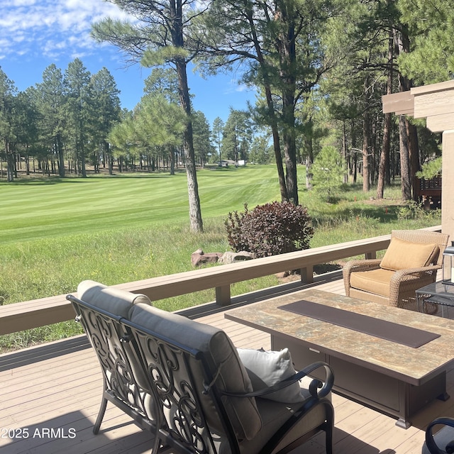 wooden terrace with golf course view