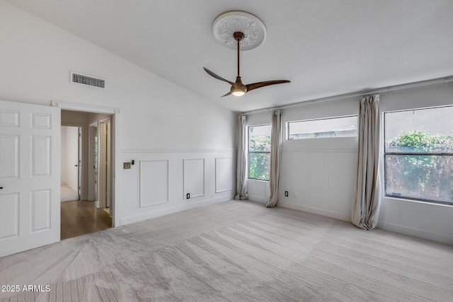 4443 W Escuda Dr, Glendale, AZ 85308 - unfurnished room featuring a ceiling fan, lofted ceiling, and carpet floors