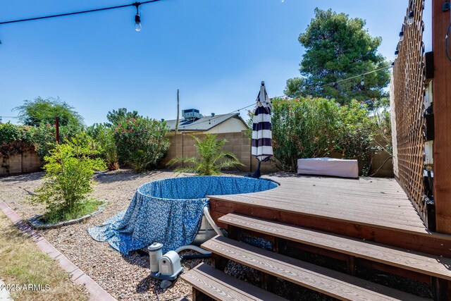 4443 W Escuda Dr, Glendale, AZ 85308 - view of pool featuring a deck and a fenced backyard