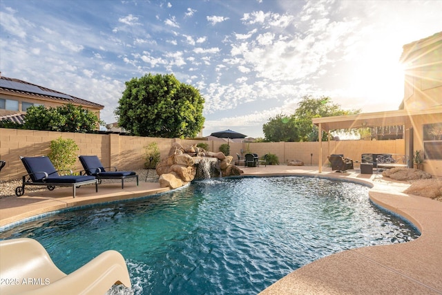 10617 W Daley Ln, Peoria, AZ 85383 - view of swimming pool featuring a patio area and a fenced backyard