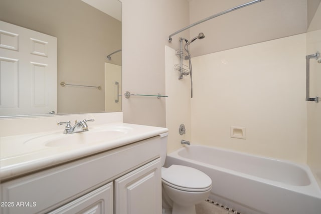 full bathroom with toilet, shower / bathtub combination, and vanity