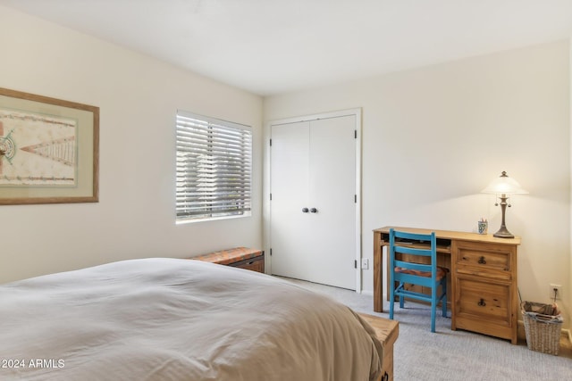 carpeted bedroom with a closet