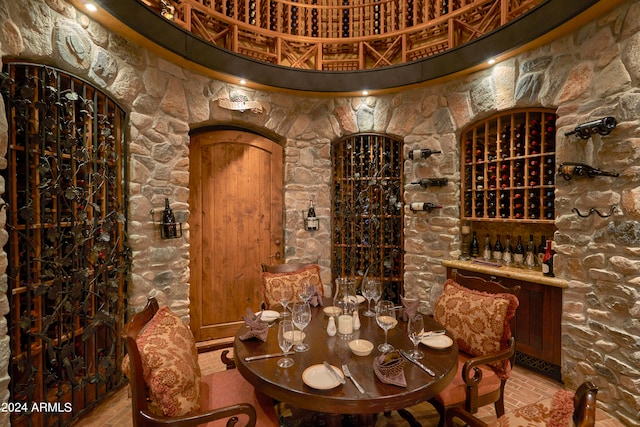 view of wine cellar