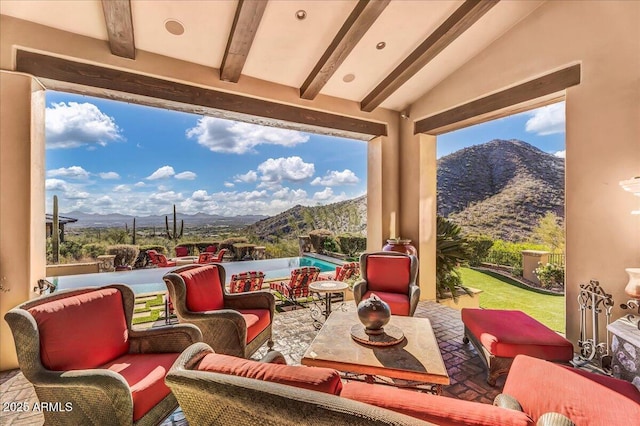 10935 E Grandview Way, Scottsdale, AZ 85255 - view of patio featuring a mountain view and an outdoor hangout area
