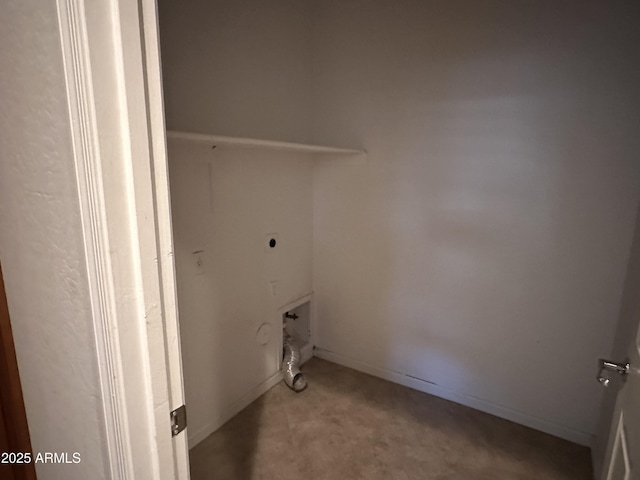 clothes washing area featuring hookup for an electric dryer