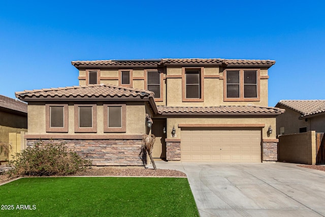 mediterranean / spanish-style home featuring a garage