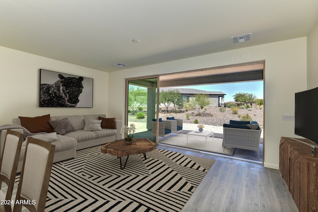 living room featuring light hardwood / wood-style flooring