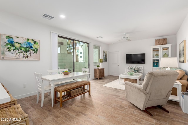 2511 W Queen Creek Rd Unit 174, Chandler, AZ 85248 - living area with ceiling fan, light wood finished floors, baseboards, and recessed lighting