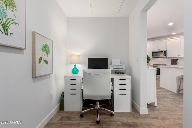 2511 W Queen Creek Rd Unit 174, Chandler, AZ 85248 - office space featuring attic access, light wood finished floors, baseboards, and recessed lighting