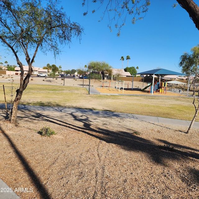 view of yard featuring playground community