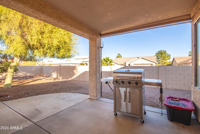 view of patio with area for grilling