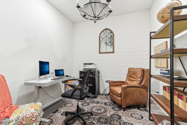 14204 S 179th Ln, Goodyear, AZ 85338 - office with a chandelier, wood finished floors, and baseboards
