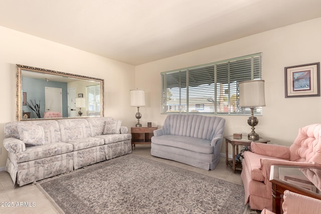 living area with light tile patterned flooring