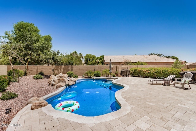 1583 N Constellation Ct, Gilbert, AZ 85234 - view of swimming pool with a fenced backyard and a patio