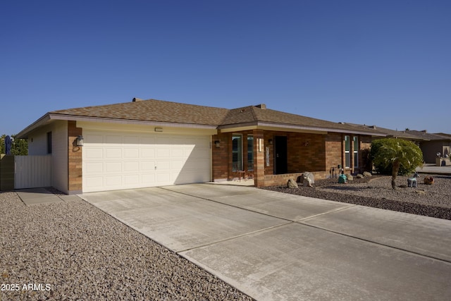 single story home with a garage