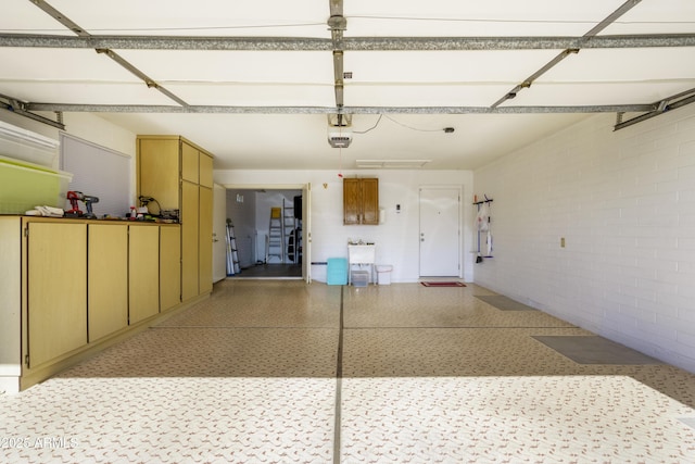 garage with a garage door opener