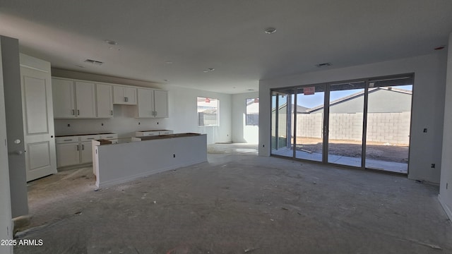 kitchen with white cabinets