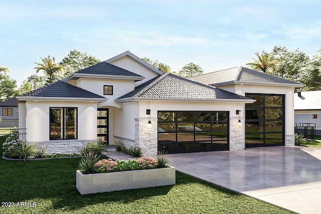 view of front of house with a carport and a front yard