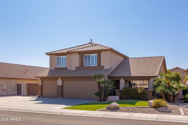 front facade with a garage