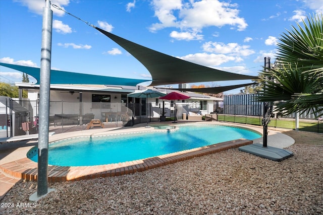 view of pool featuring a patio