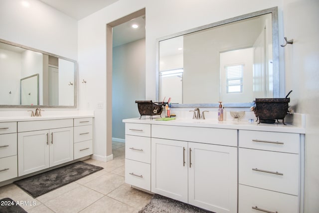 bathroom featuring vanity and tile patterned floors