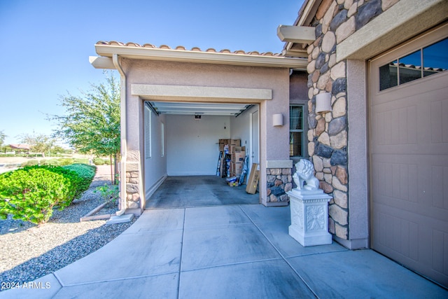 view of garage