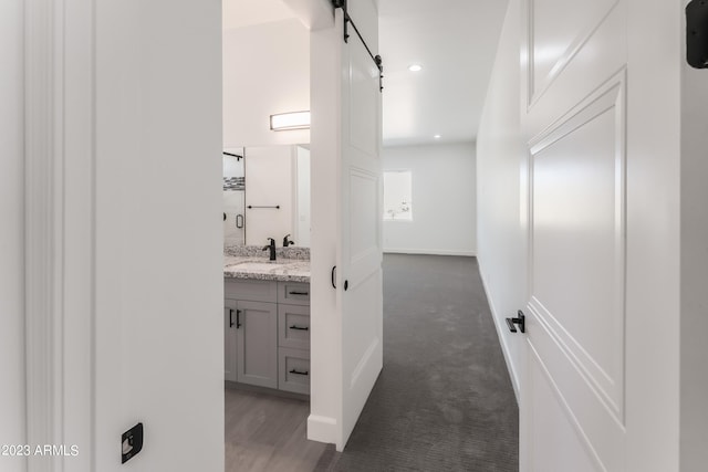 bathroom featuring vanity and recessed lighting