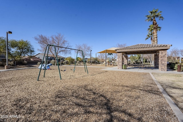 view of jungle gym featuring a gazebo