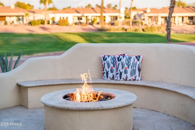 view of patio / terrace featuring a fire pit