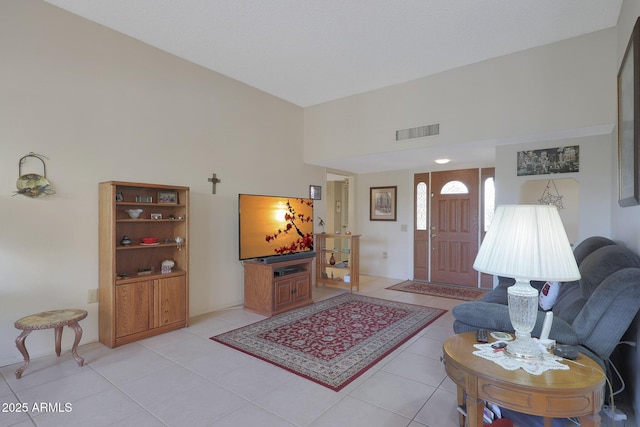 view of tiled living room