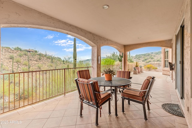 view of patio featuring a mountain view