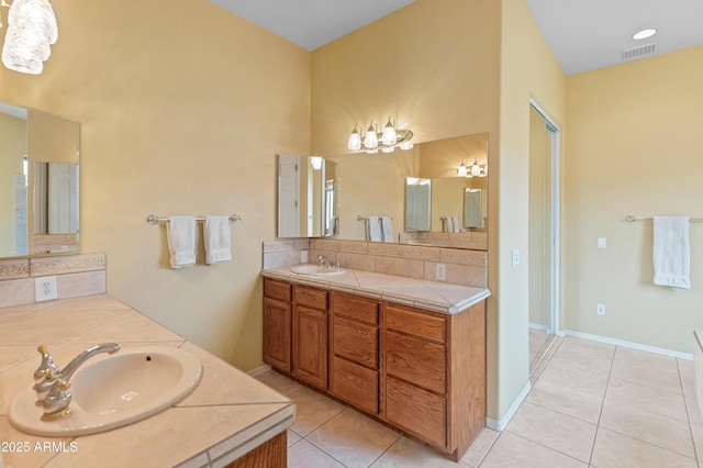 bathroom featuring vanity and tile patterned floors