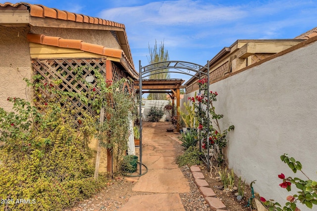 view of patio featuring a pergola