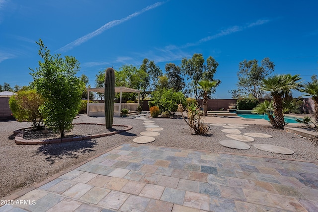view of patio featuring a fenced in pool and a fenced backyard