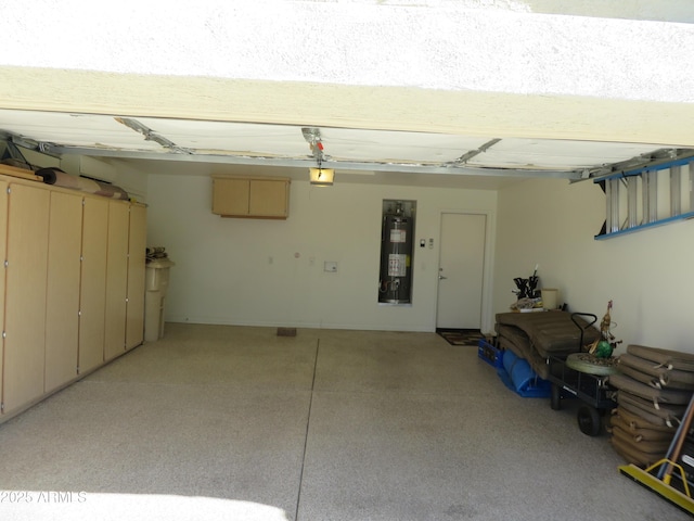 garage featuring a garage door opener and gas water heater