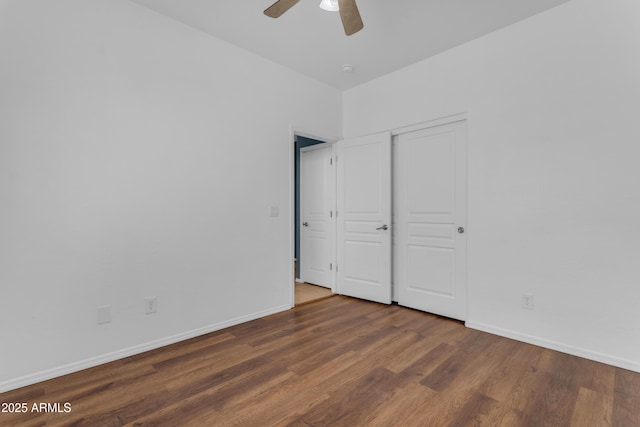 11630 W Jefferson St, Avondale, AZ 85323 - unfurnished bedroom featuring wood finished floors, ceiling fan, and a closet