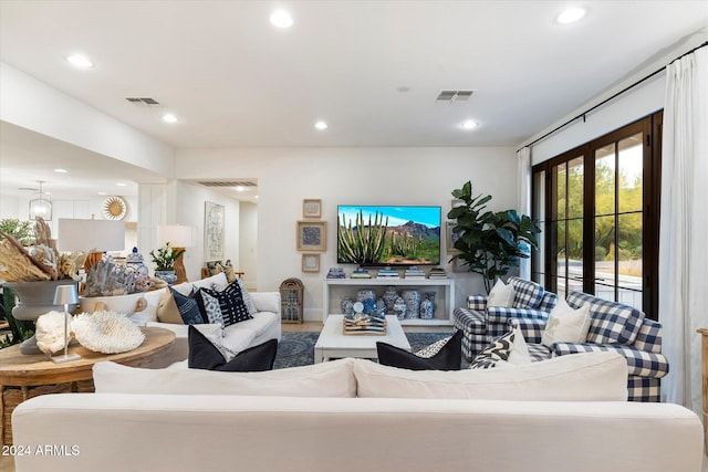 living room featuring french doors