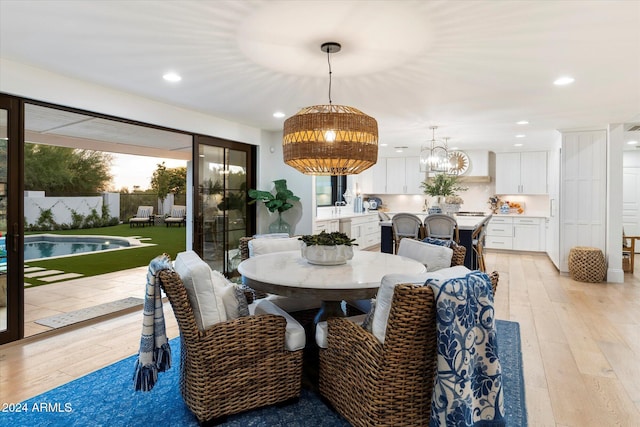 dining room featuring light hardwood / wood-style floors