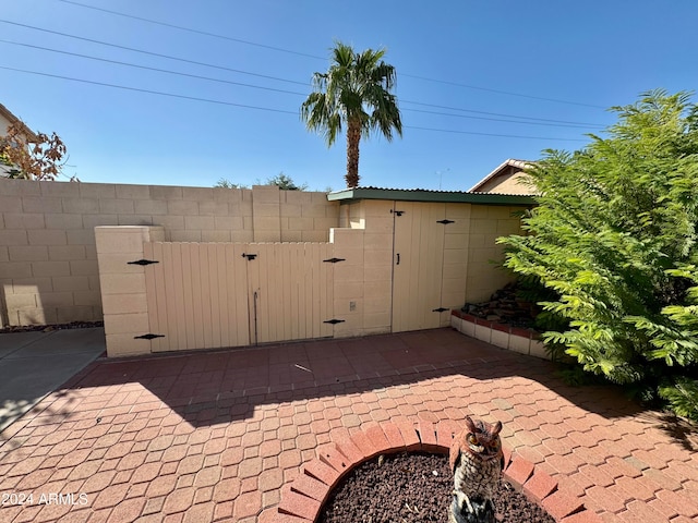 view of outdoor structure featuring fence