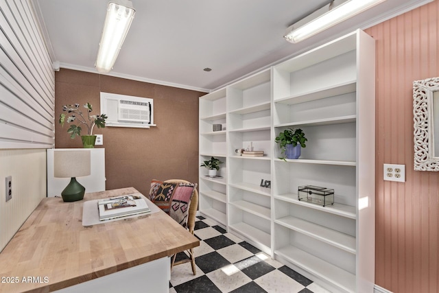 office featuring an AC wall unit